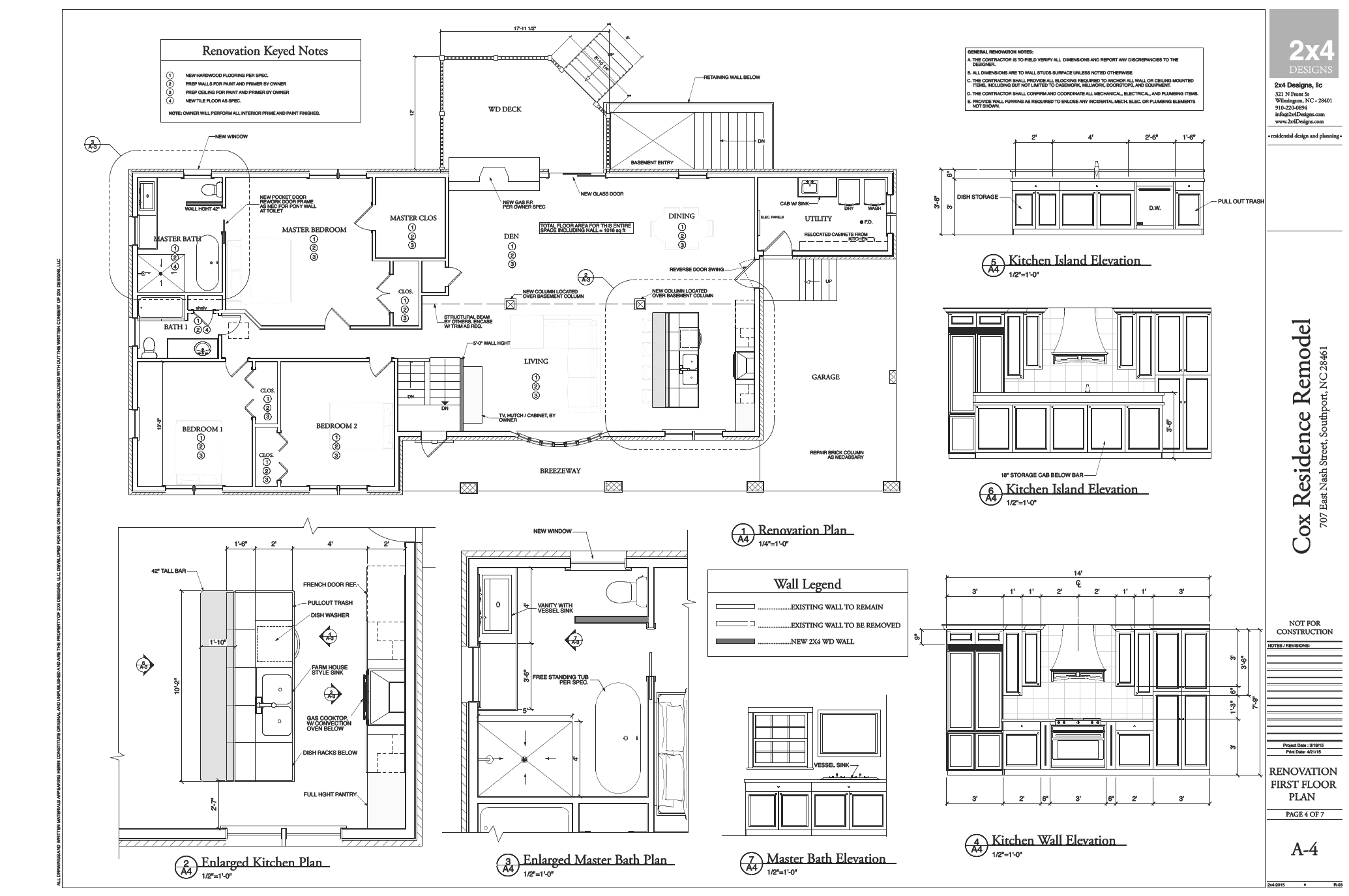 REMODEL FLOOR PLANS AND CABINET ELEVATIONS
