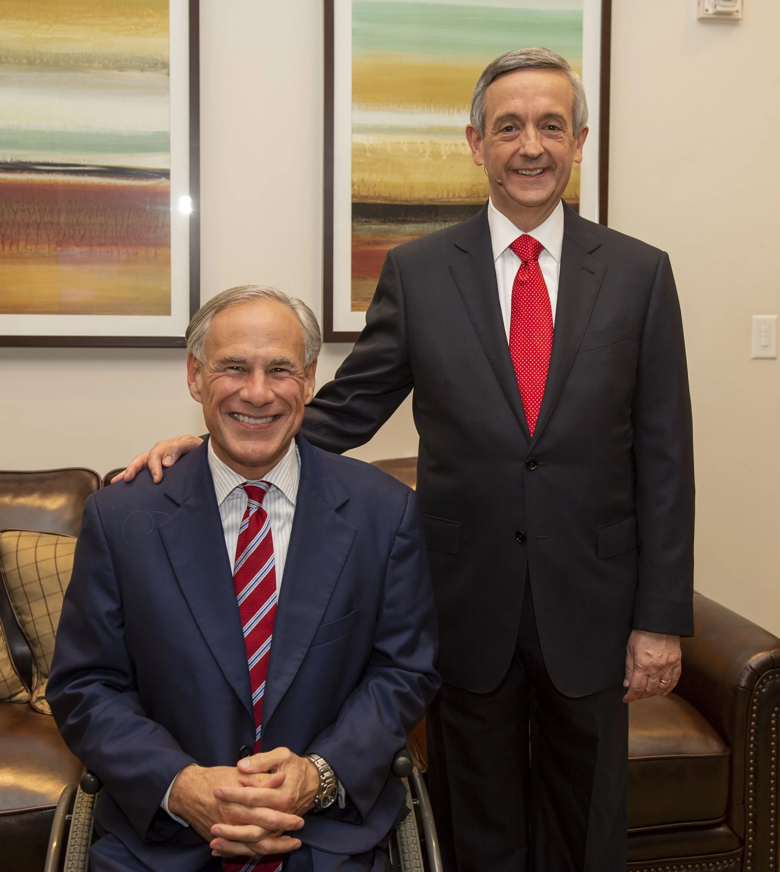 First Dallas Senior Pastor Dr. Robert Jeffress with Texas Gov. Greg Abbott