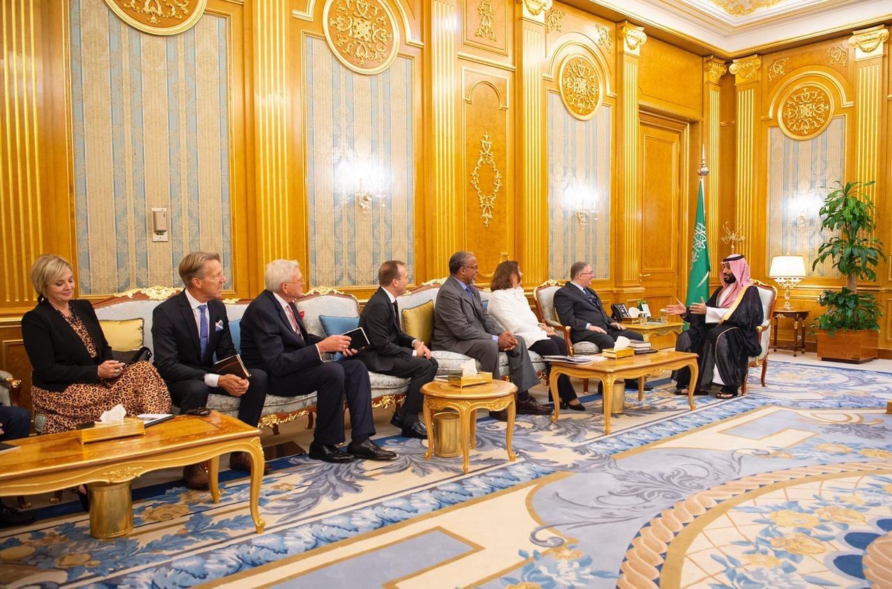HRH Crown Prince Mohammed bin Salman Hosts a Delegation of American Evangelical Christian Leaders in the Royal Court at Jeddah on their return visit to the Kingdom.