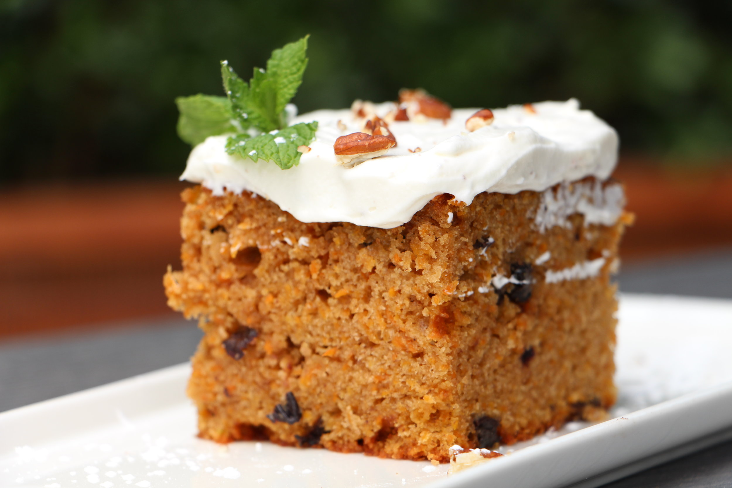 Veggies hidden in desserts are a great way to get everyone to fill their nutrient quotas, so make sure you try this sweet, moist carrot cake next time you visit the Urban Eatery.