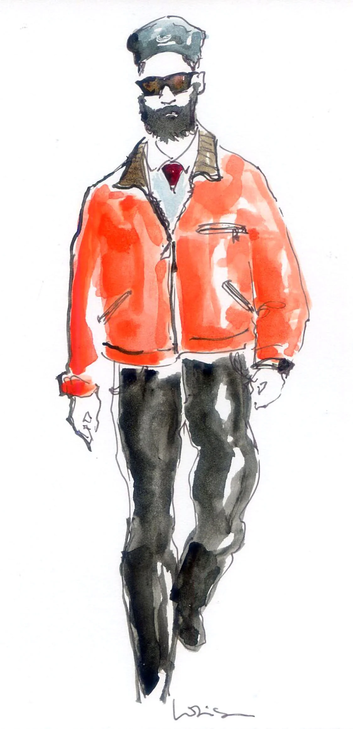 Street style fashion in watercolor