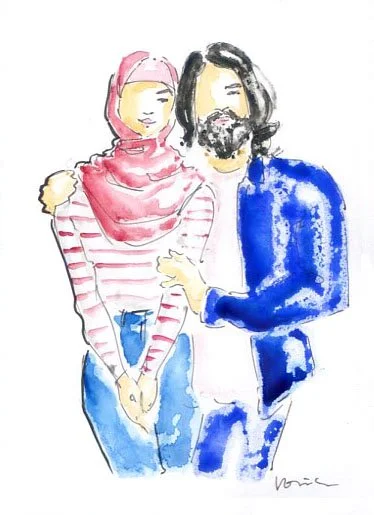 Couple watercolor sketch