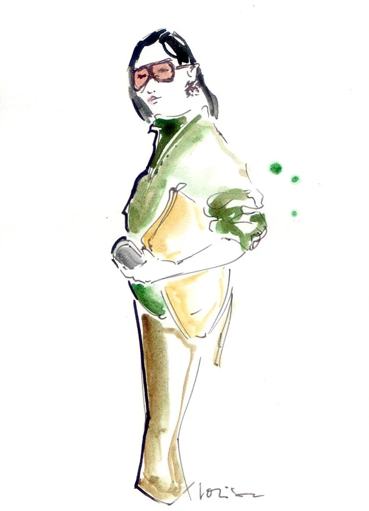 Street style Paris fashion illustration.