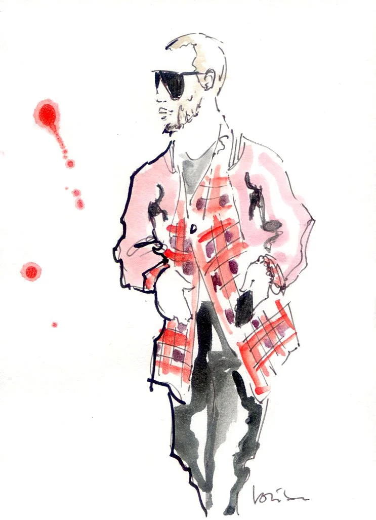 Red plaid jacket Street style fashion illustration