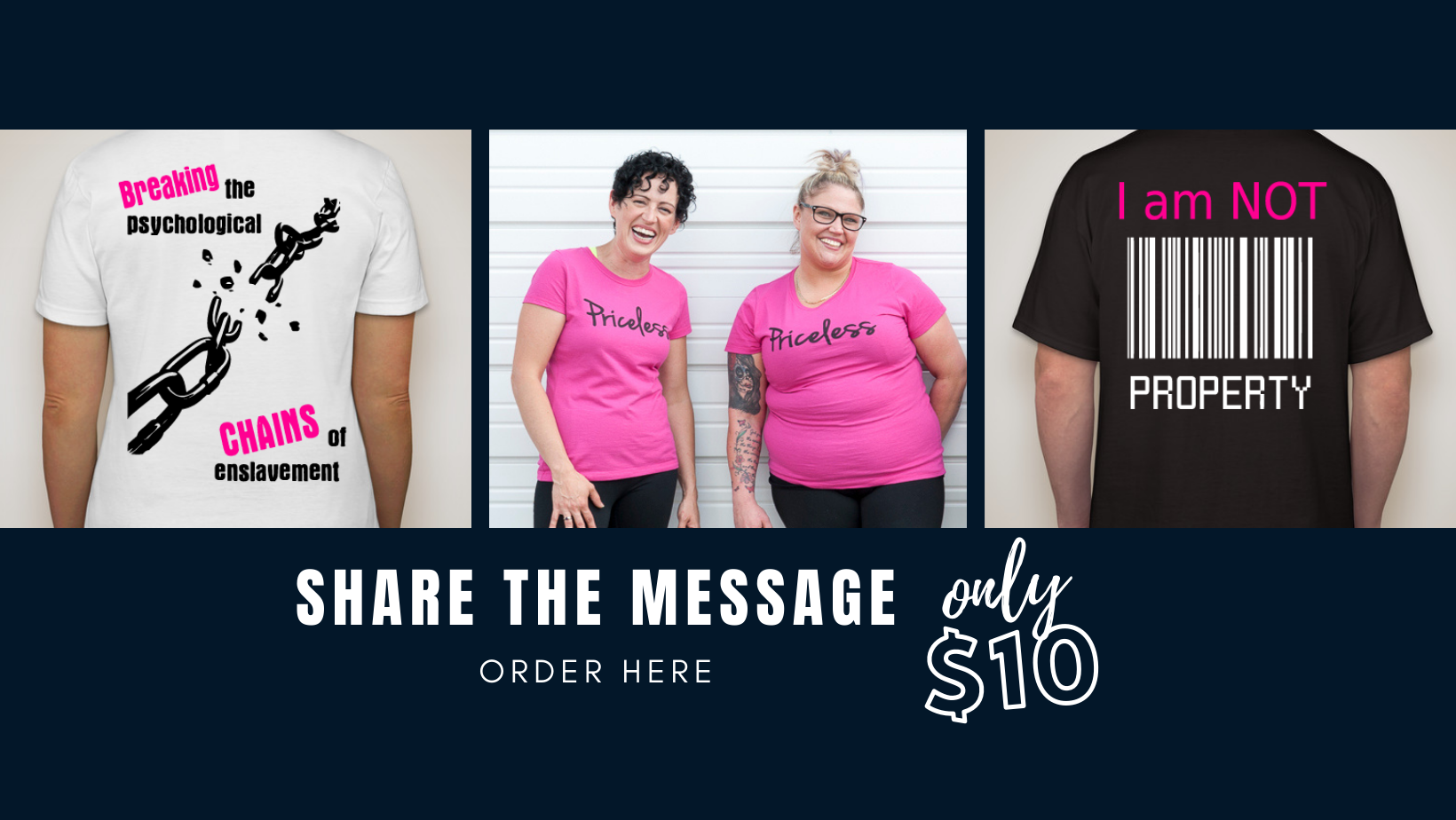 Every T-shirt purchase goes toward a scholarship for survivors of human trafficking.
