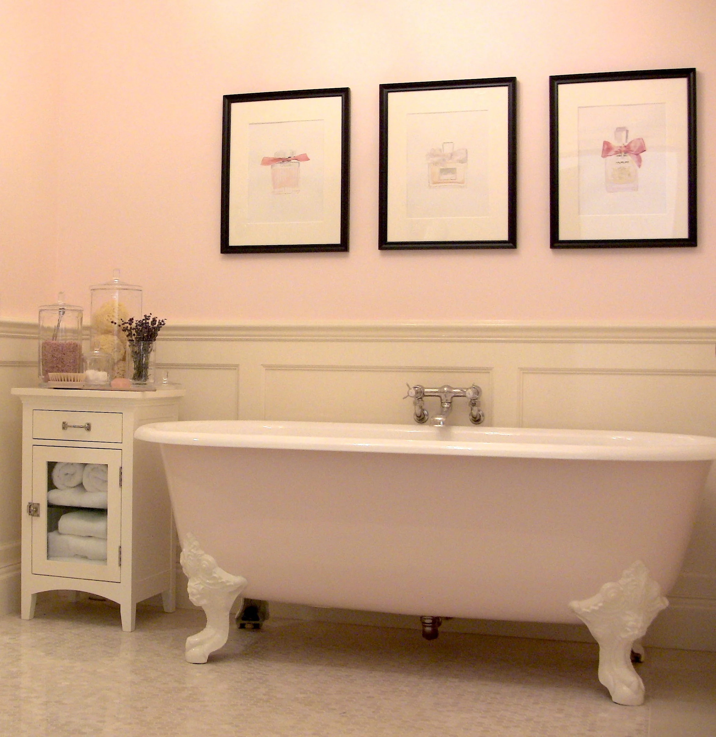 Bathroom for the bedroom above includes an imported English cast iron claw-footed tub