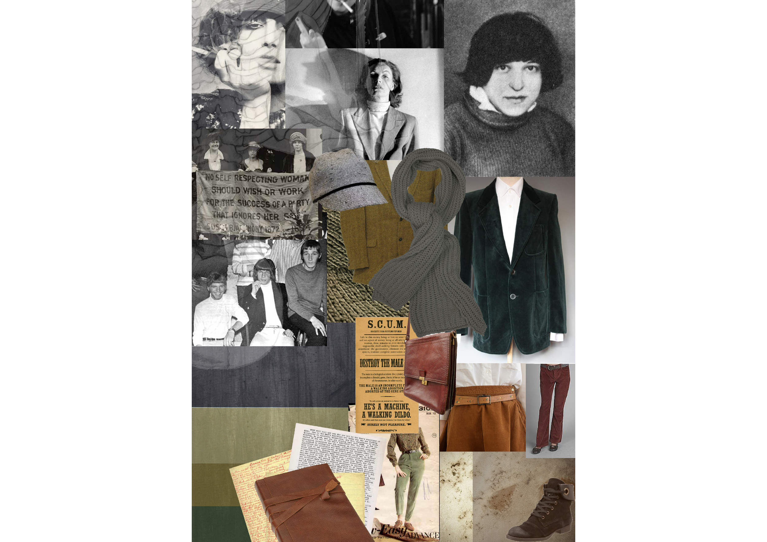 Valerie Jean Solanas Costume Design Mood Board (2012)