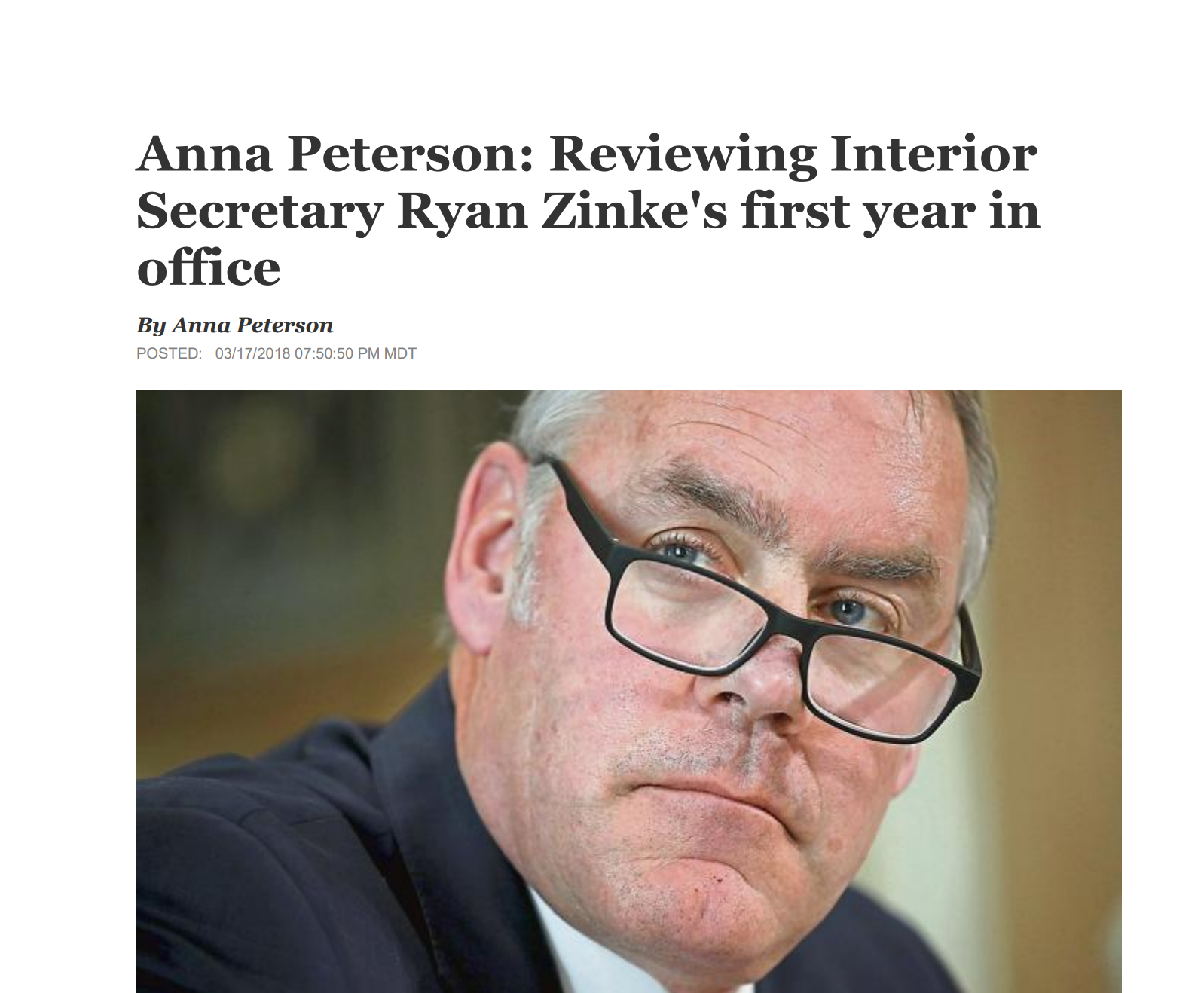 Zinke's First Year-Anna Peterson, The Mountain Pact