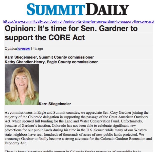 Senator Gardner, Support the CORE Act