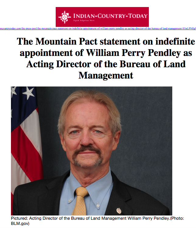Indian Country Today on Pendley Reauthorization