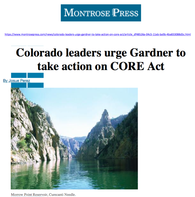 111 Colorado Local Elected Officials Call on Senator Gardner to Act on CORE Act