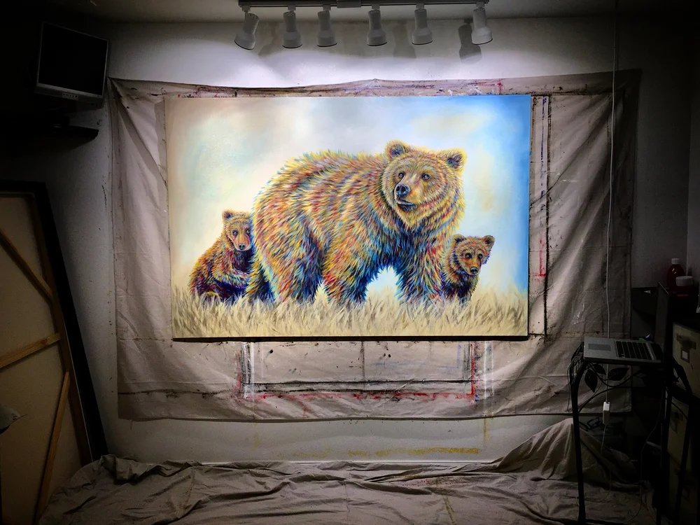 Grizzly Bear & Cubs – Bear Heaven • Collection | TeshiaArt