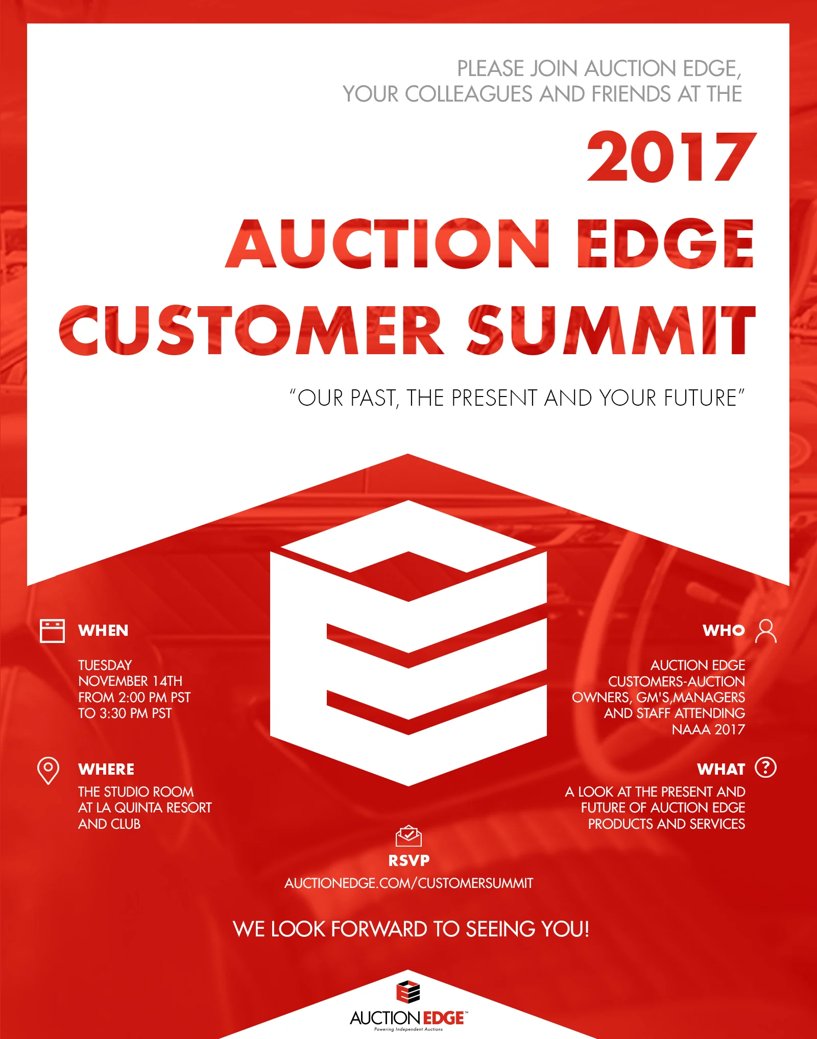 Auction Edge — RSVP Now! You're invited to our 2017 NAAA Customer Summit