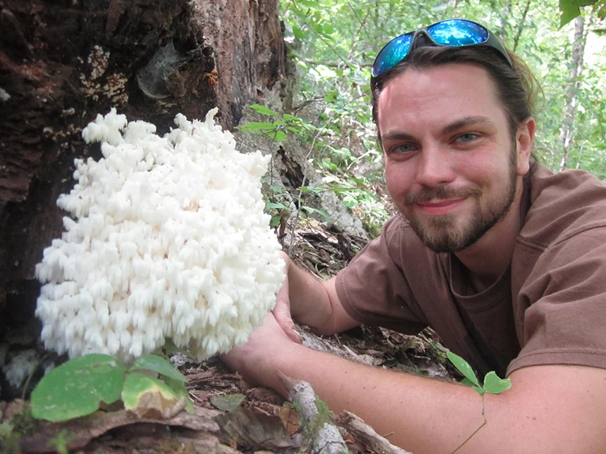 Ryan Bouchard with a white lion’s mane. (Emily Schmidt)