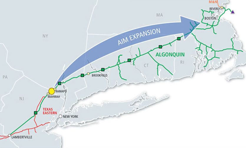 The Algonquin Incremental Market project spans five states and some 1,200 miles. (Spectra Energy)
