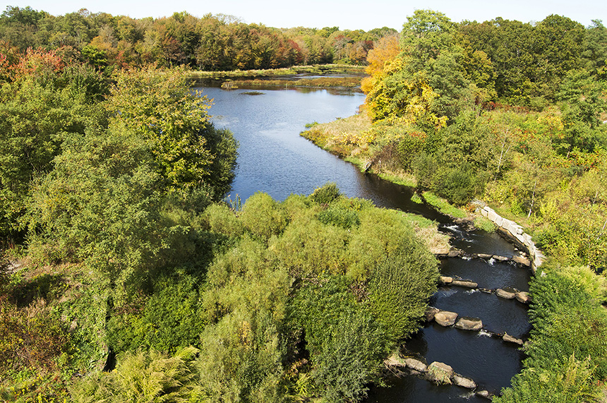 The restored Acushnet Sawmill property in New Bedford, Mass., is scheduled to open to the public this summer. (Buzzards Bay Coalition)