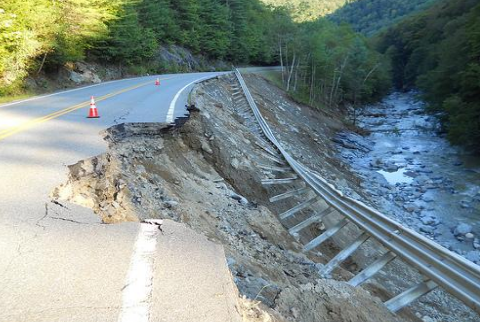 Significant flooding caused by Hurricane Irene in 2011 around the Deerfield and Connecticut rivers in Massachusetts rendered a 6-mile stretch of Route 2 impassable. Reconstruction cost $34.5 million. (MassDOT)