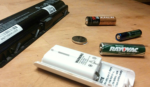 It may feel uncomfortable, but some single-use batteries can be disposed of in the trash. Many batteries, though, are considered household hazardous waste by the federal government and/or have value as recyclables; these should be disposed of at battery-collection events or locations. (Kevin Profit/ecoRI News)