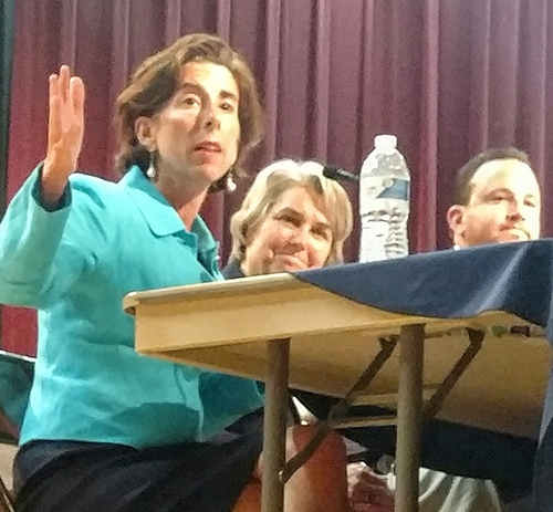 Gov. Gina Raimondo told Burrillville residents to support the process for the vetting of the proposed natural-gas power plant. (Tim Faulkner/ecoRI News)