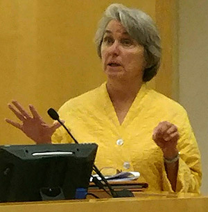 Carol Grant, director of the Office of Energy Resources, said her office will study climate-emission claims made by Invenergy, builder of the proposed fossil-fuel power plant in Burrillville, R.I. (Tim Faulkner/ecoRI News)