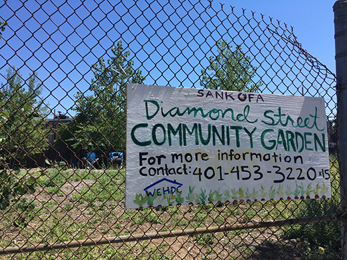 The Sankofa Diamond Street Community Garden in Providence’s West End. (Sophie Kasakove/ecoRI News)