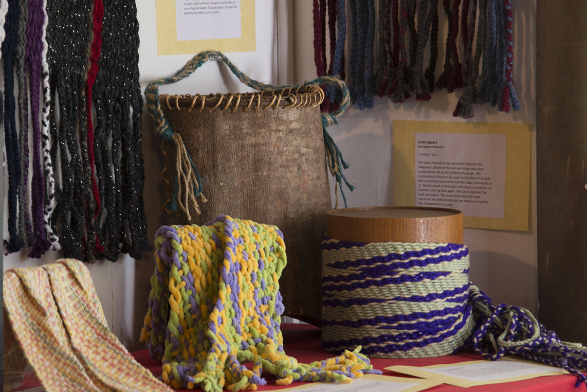 A display at the Tomaquag Museum of Native American craftsmanship.