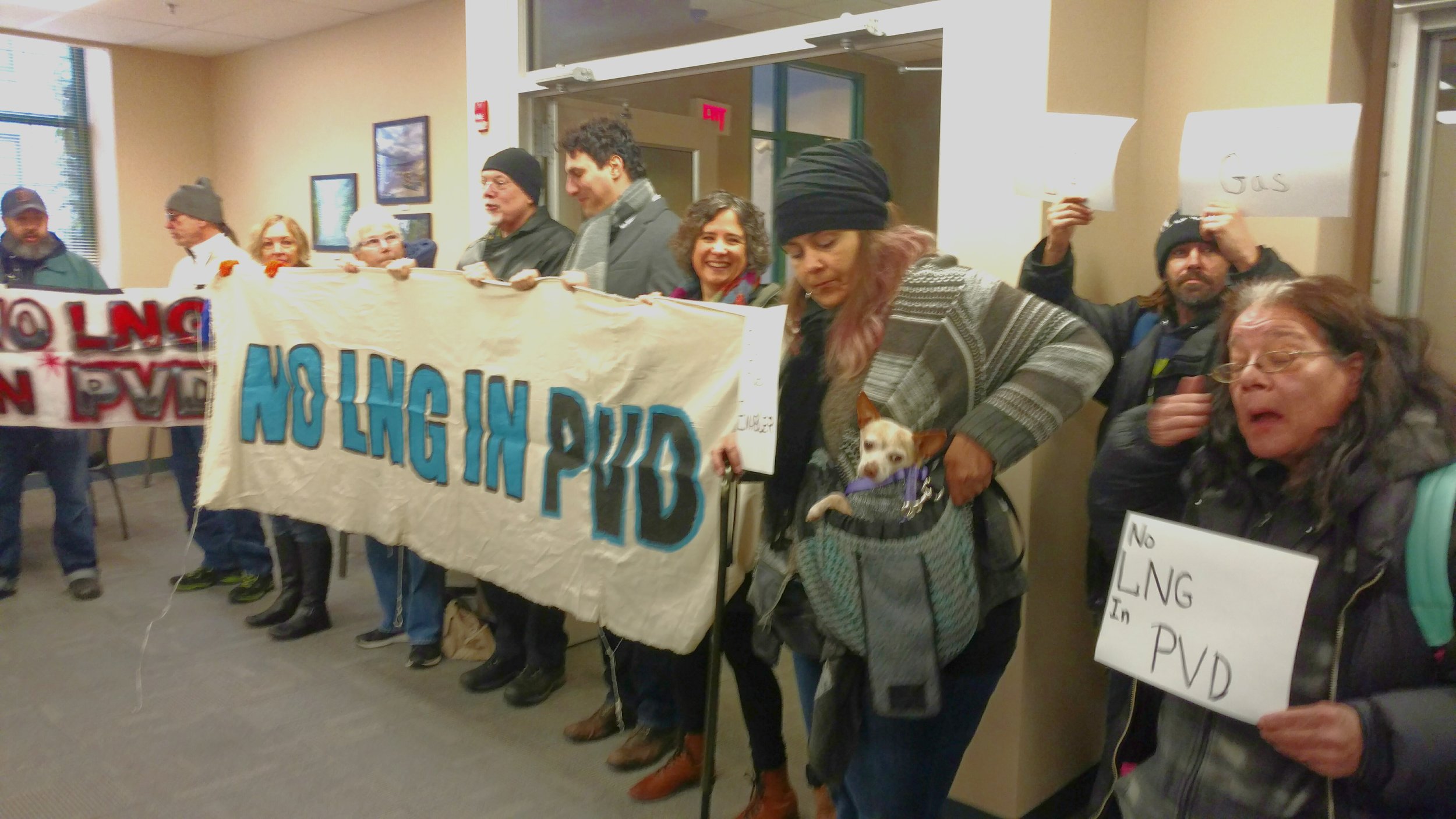 Opponents of a proposed natural-gas project on the Providence waterfront recently delivered a letter to the Rhode Island Department of Environmental Management. (Tim Faulkner/ecoRI News)