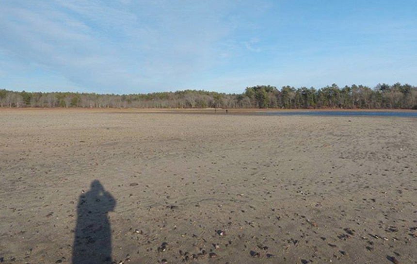 This photo was taken nearly a half-mile into Silver Lake where the water should be flowing out to the Jones River. (Jones River Watershed Association)