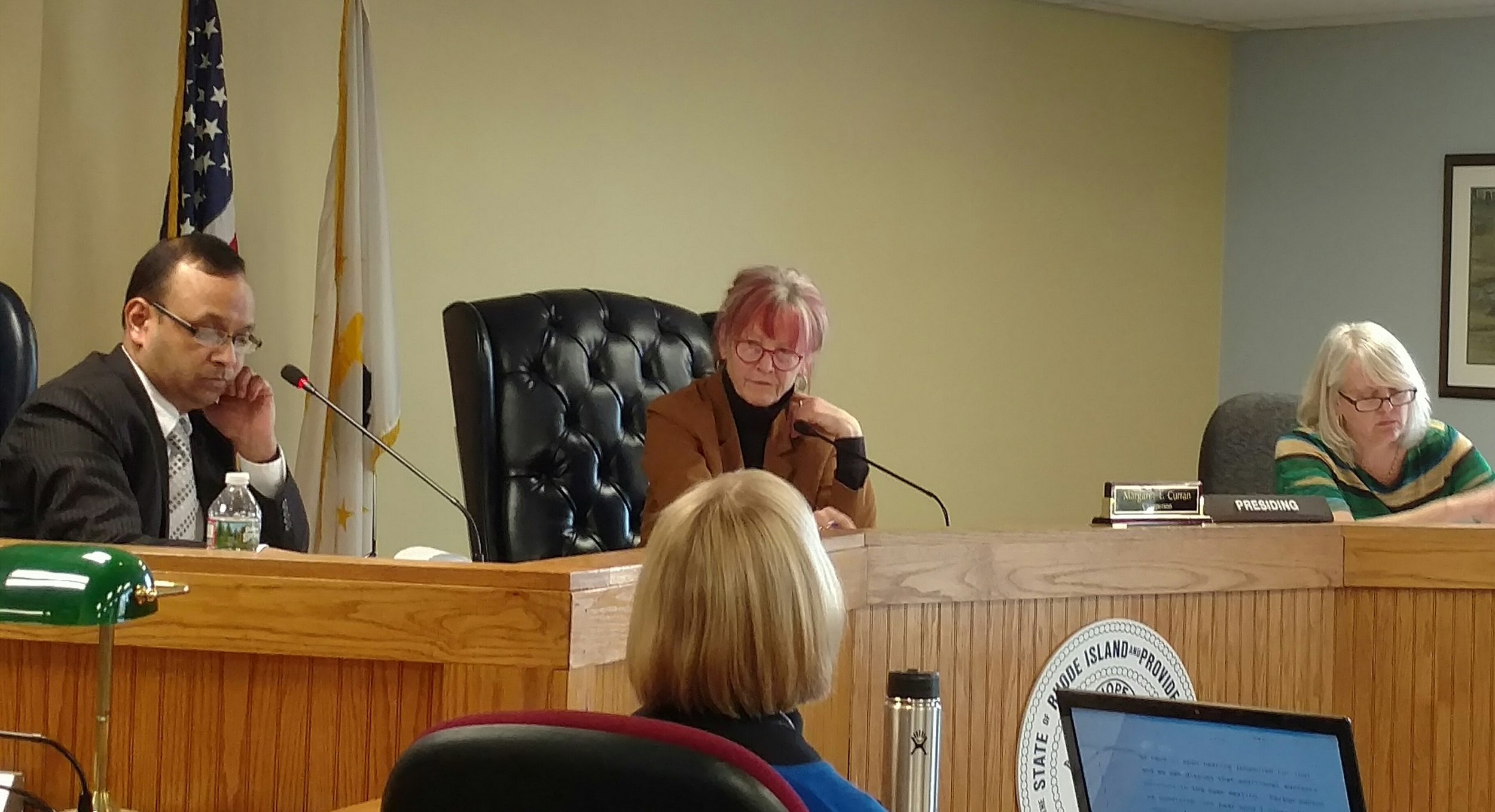 The Energy Facility Siting Board recently met to hear testimony regarding the fossil-fuel power plant proposed for the woods of Burrillville, R.I. (Tim Faulkner/ecoRI News photos)
