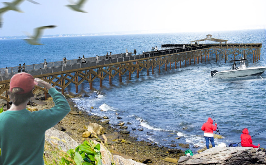 A rendering of the new Rocky Point Pier in Warwick, R.I. (DEM)