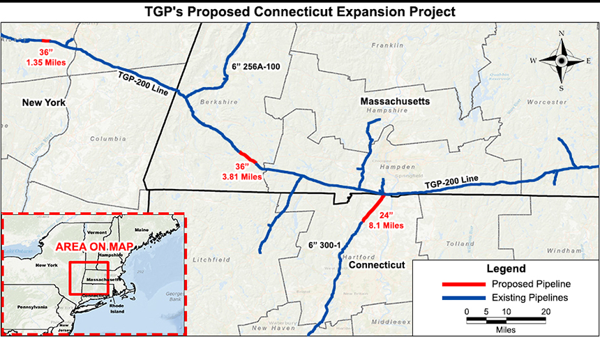 A 3.8-mile stretch of natural-gas pipeline proposed in Berkshire County, Mass., goes through a state forest and private property. (Kinder Morgan Energy Partners LP)