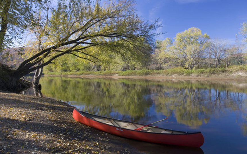 The Connecticut River is the longest river in New England. It flows 406 miles through four states and discharges into Long Island Sound. (TNC)