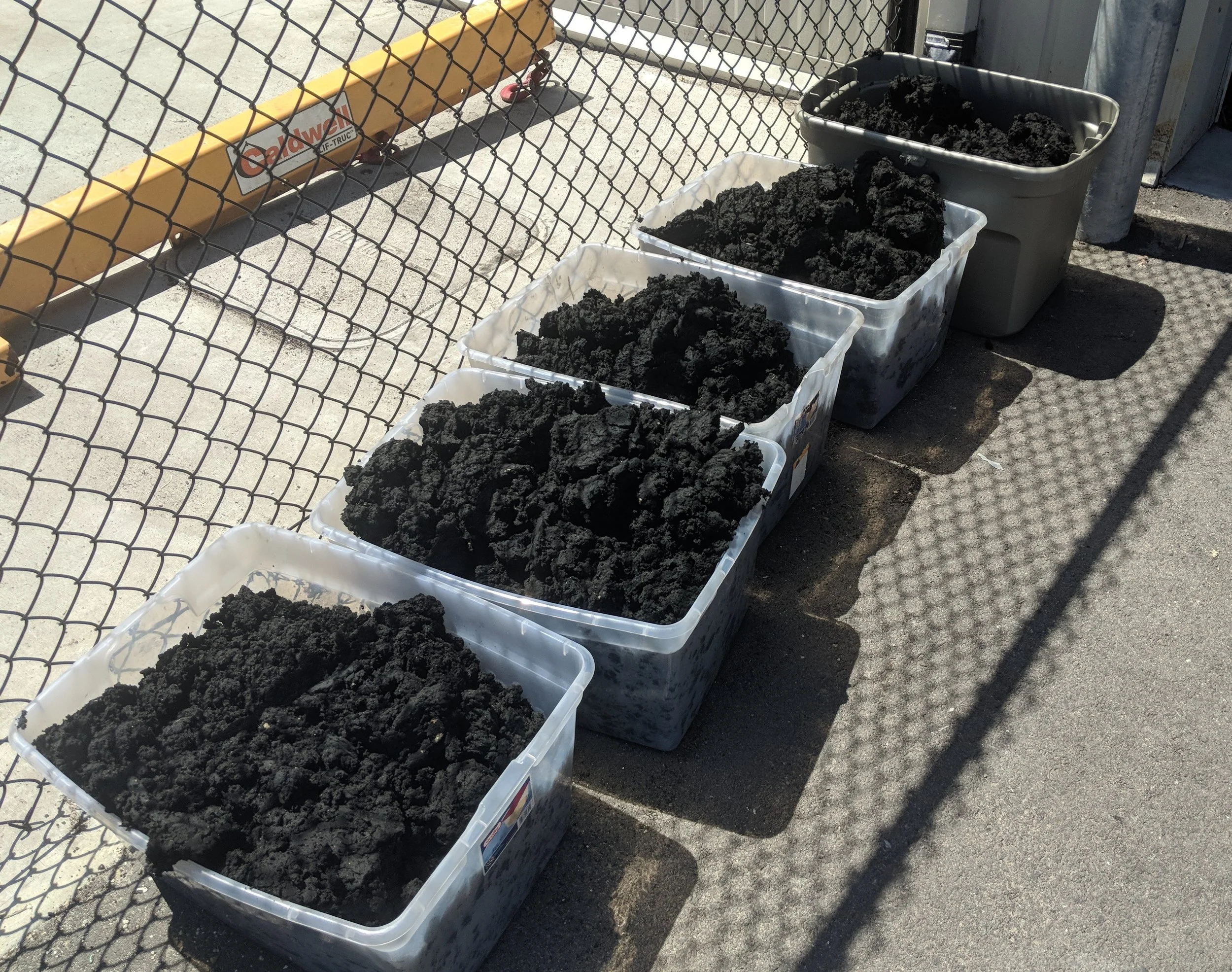 A byproduct of the anaerobic digester is used as a compost by a local landscaper.