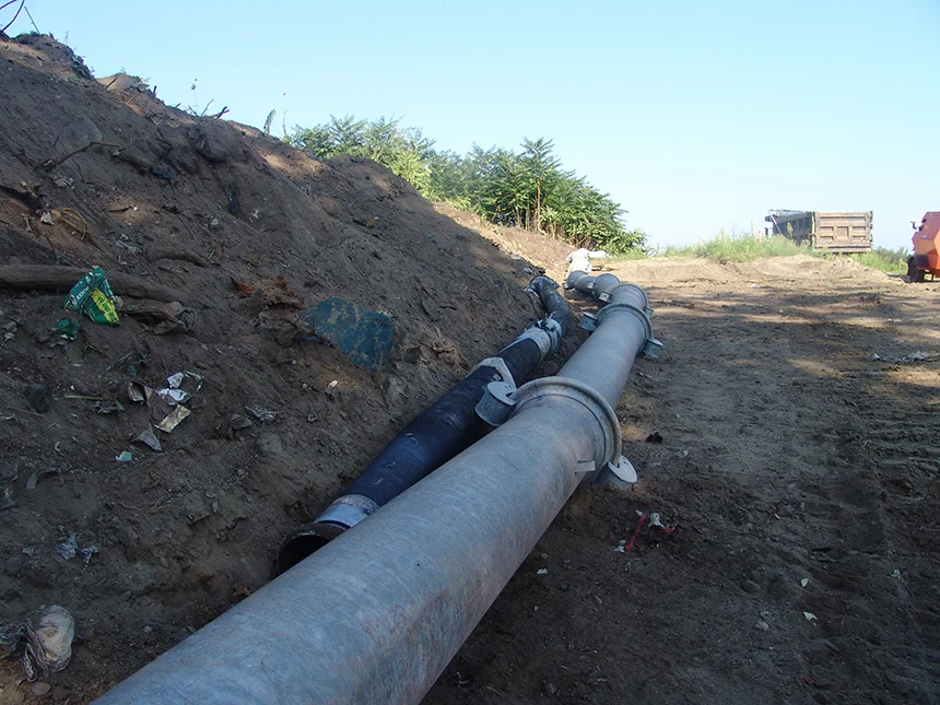 The Warwick Sewer Authority bypassed the damaged area using about 100 feet of interlocking metal pipe.