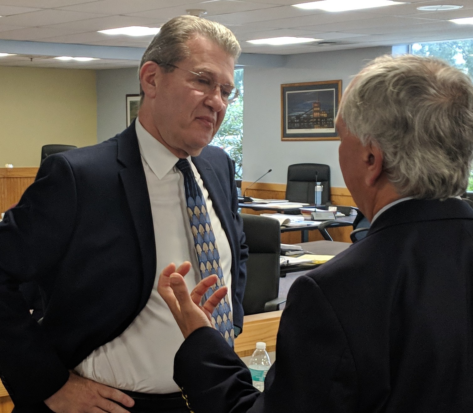 Michael Blazer, left, chief legal counsel for Invenergy, is expected to discuss the Clear River Energy Center situation with attorneys from the Conservation Law Foundation and the town of Burrillville. (Tim Faulkner/ecoRI News)