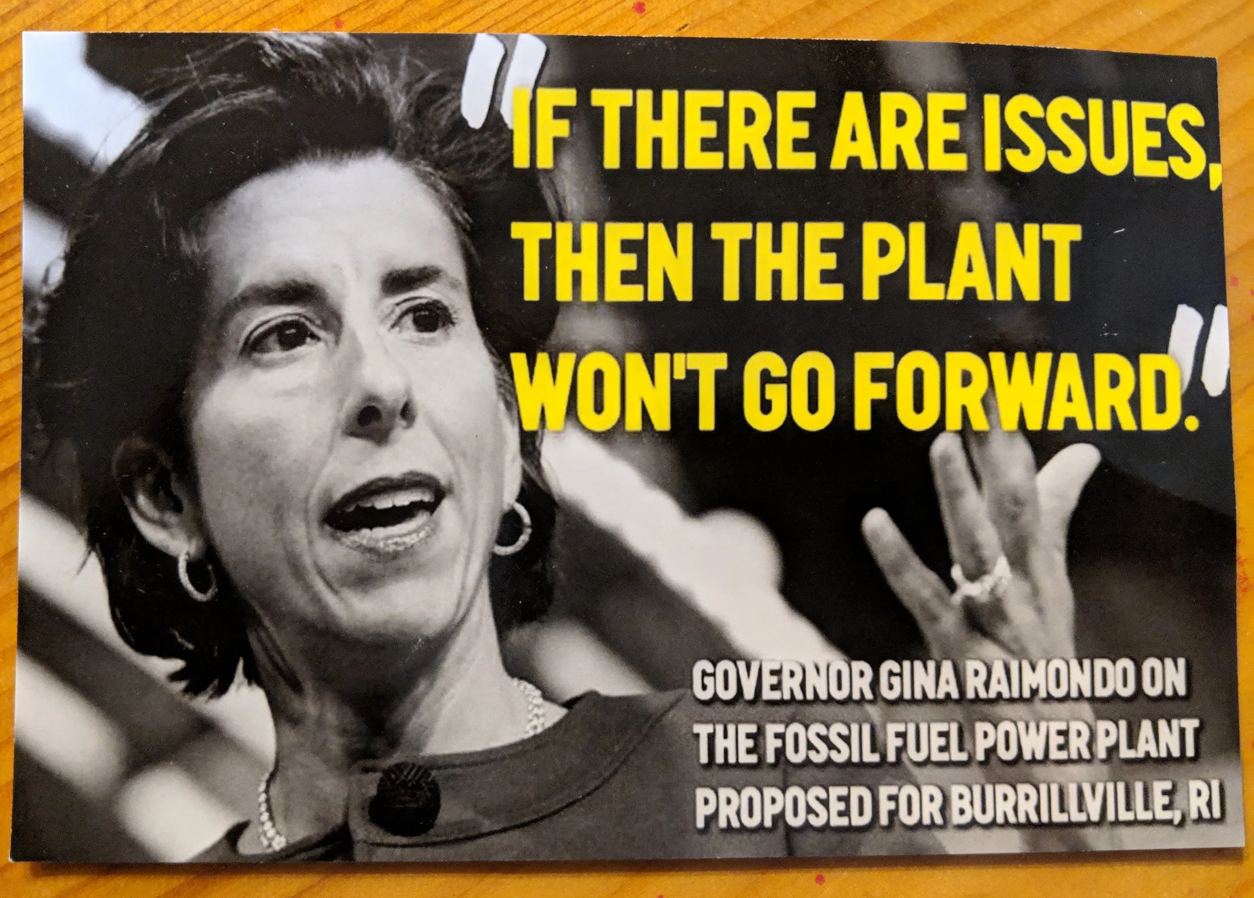 Clear River Energy Center opponents are holding Rhode Island Gov. Gina Raimondo true to her words. (Tim Faulkner/ecoRI News)