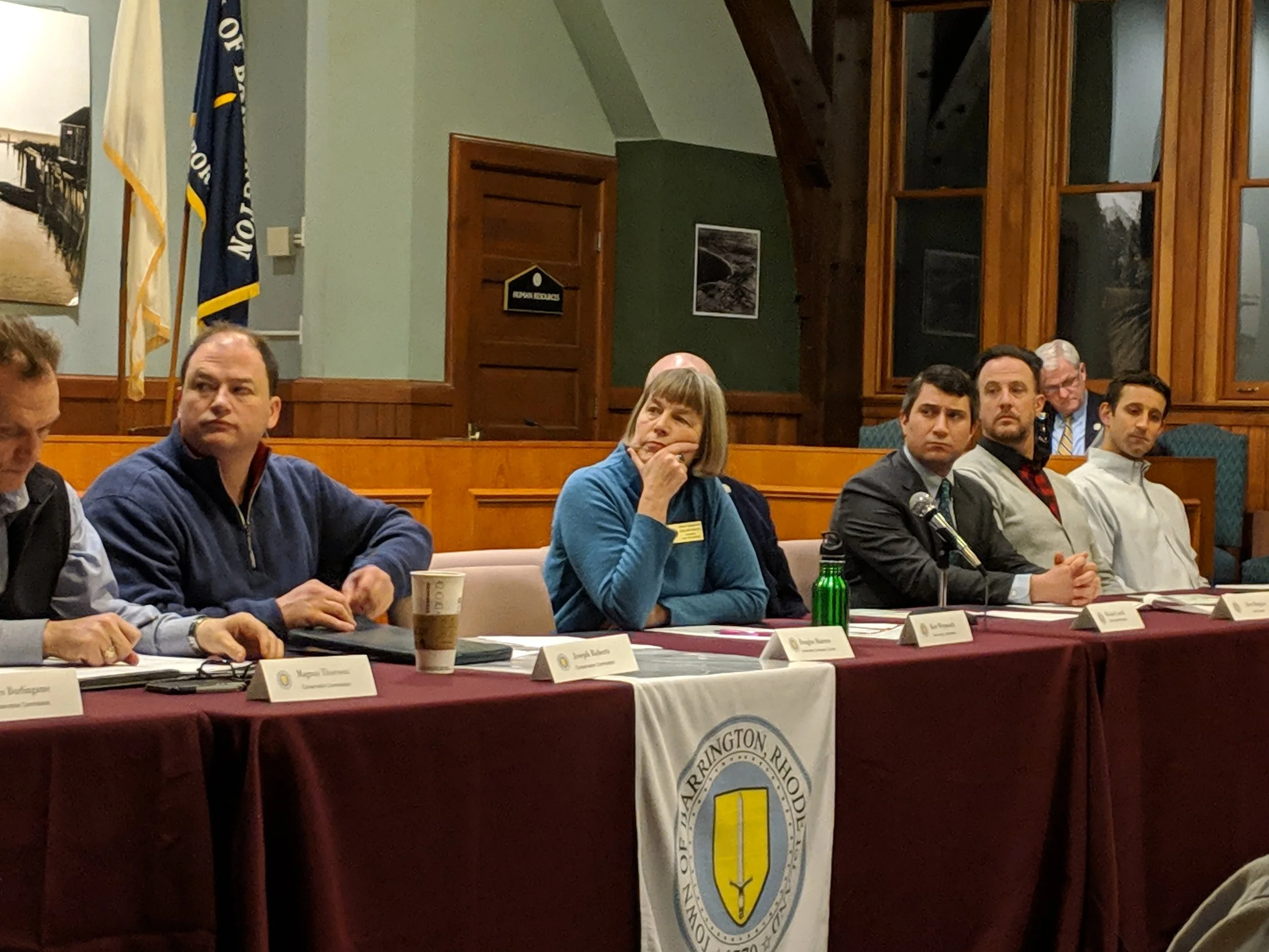 Joseph Roberts, left, and Kate Weymouth, center, helped launch Barrington’s bag ban in 2012. They also organized the town’s proposed ban on foam and other plastics.