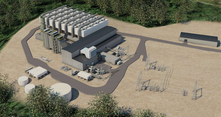 An artist’s rendering of what the proposed 650-megawatt Killingly Energy Center would look like. (NTE Energy)