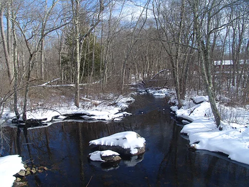 Hemlock Brook feeds directly into the Barden Reservoir. (Frank Carini/ecoRI News)