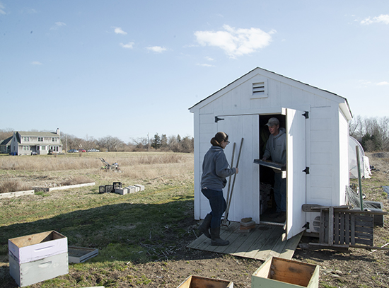 The Garmans have a shed on their leased land to store some of their equipment. (Joanna Detz/ecoRI News)