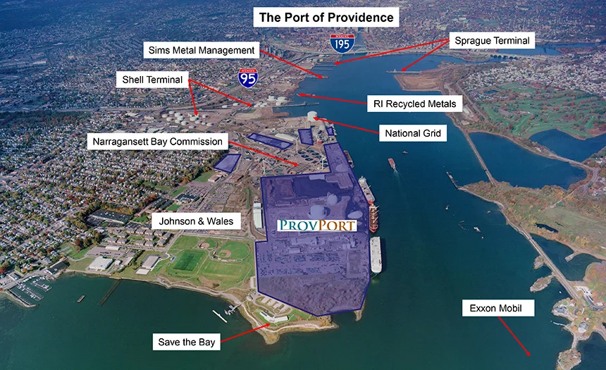 The Port of Providence takes up a huge chunk of the city’s waterfront. (ProvPort)