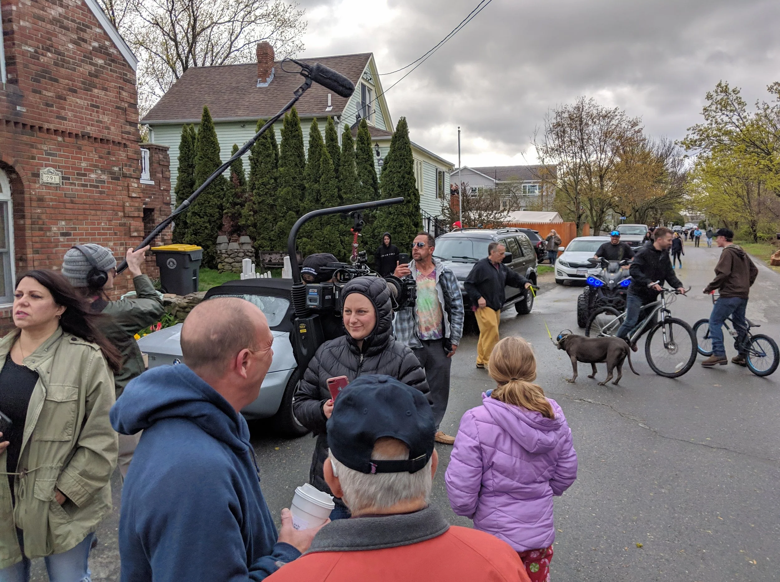 Residents of Perkins and Carey streets in the Brayton Point neighborhood gathered to watch the twin cooling towers implode.
