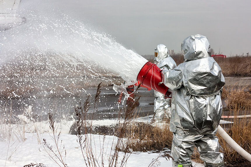 Industrial compounds called perfluoroalkyl and polyfluoroalkyl substances have been used for firefighting, in aqueous film-forming foams, the use of which have contaminated hundreds of U.S. aquifers, according to University of Rhode Island research . (istock)