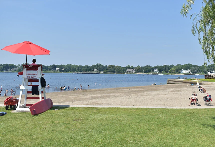Monitoring water quality at beaches in highly developed areas, such as Warren Town Beach, is a critical tool in protecting public health. (Frank Carini/ecoRI News)