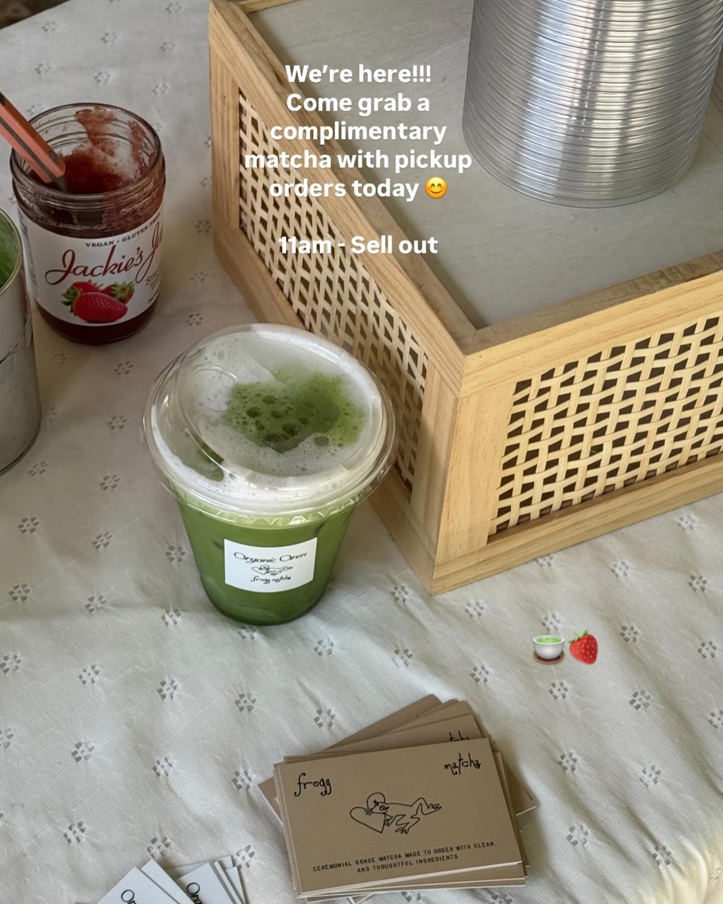 @froggmatcha is serving up MATCHA @organic_oren in Montecito today.
