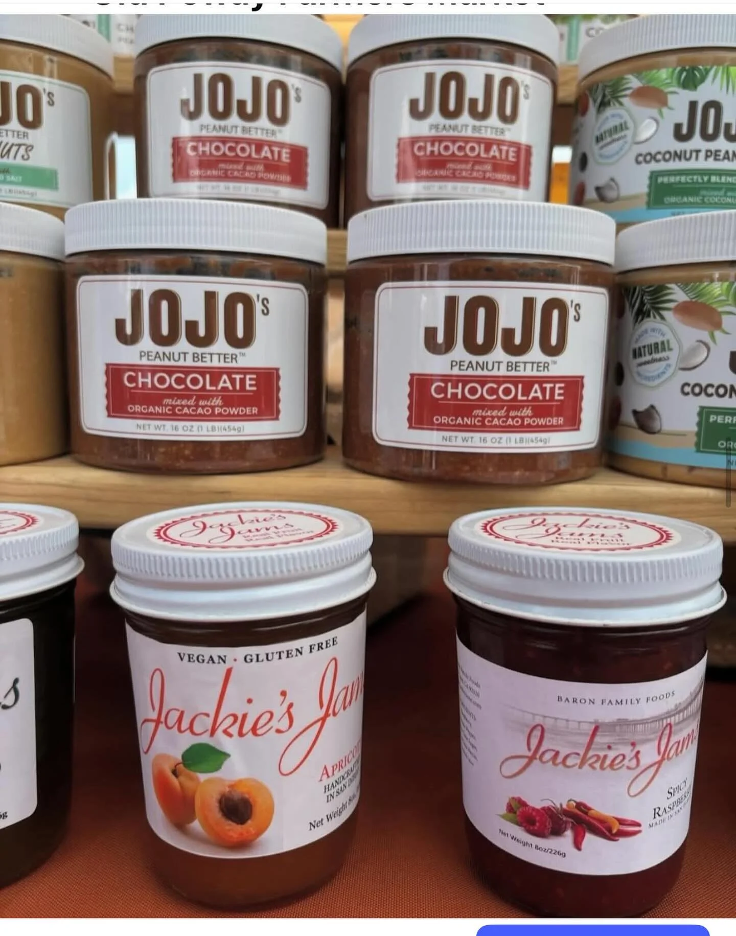 You can find @jackiesjams with @jojos.pb today @lamesacertifiedfarmersmarket 
Saturday at  @littleitalymercato  and @powayfarmersmarket 
Sunday at @hillcrestfarmersmkt