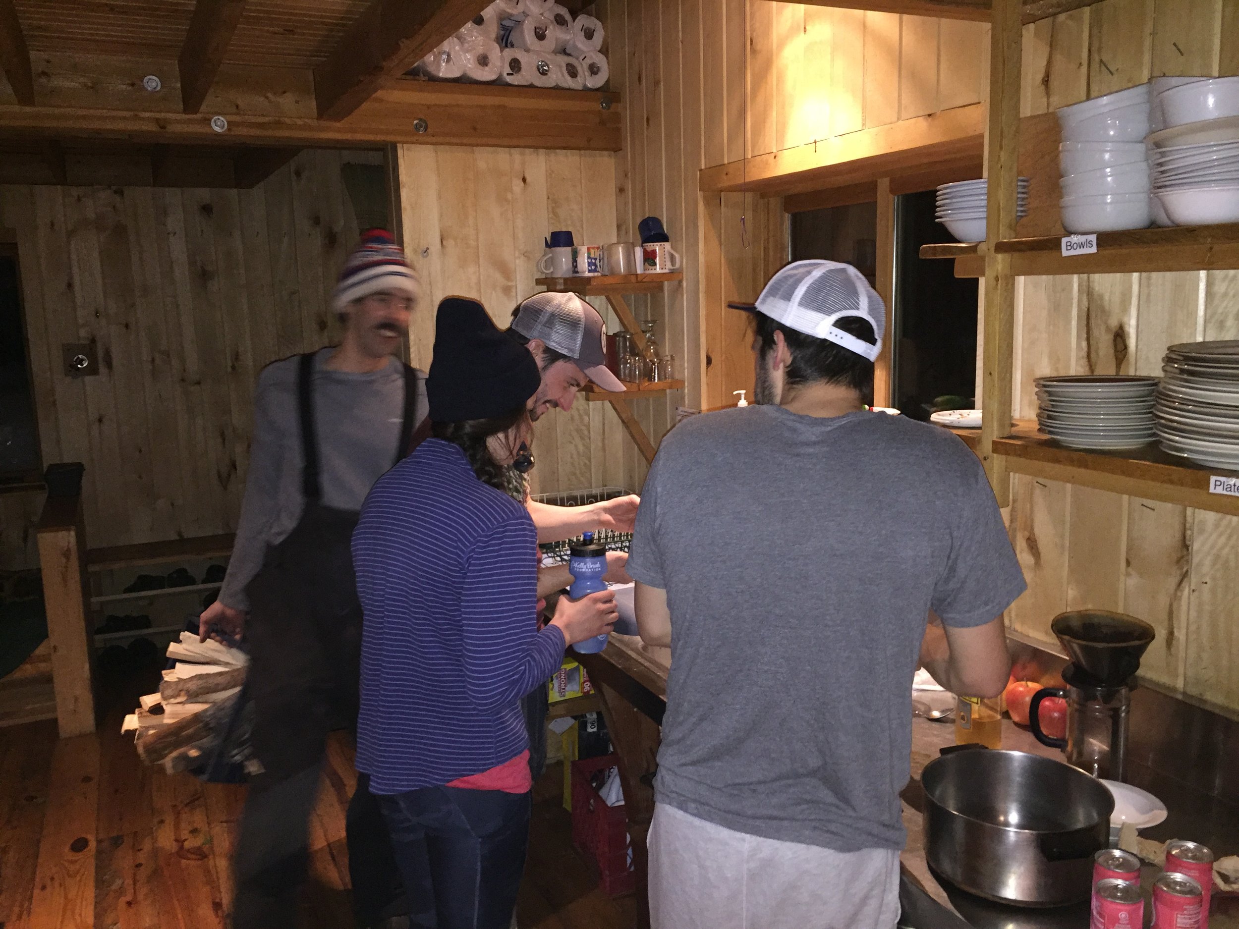 Knocking out the hut chores