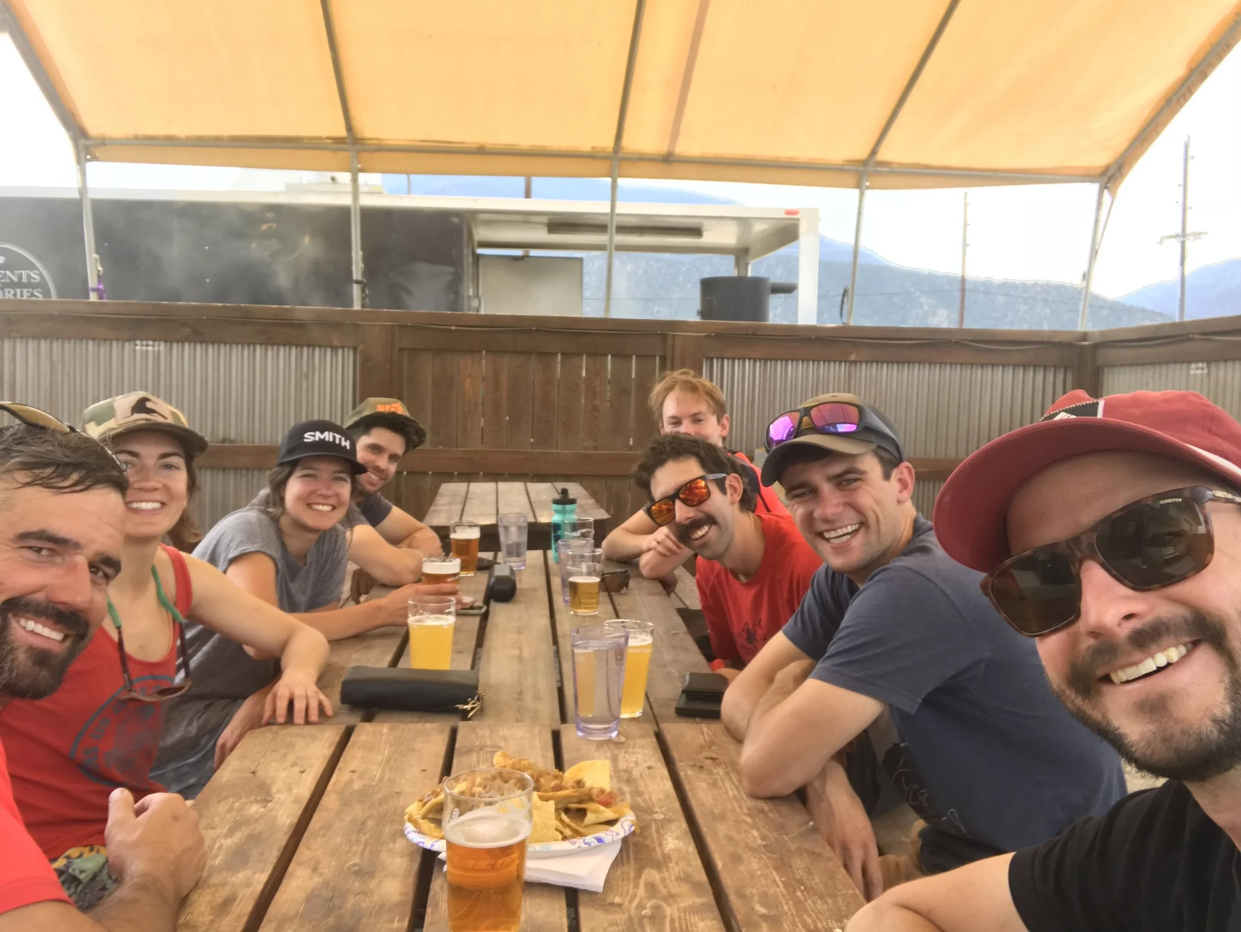 Celebration beers and nachos at the end of the ride!