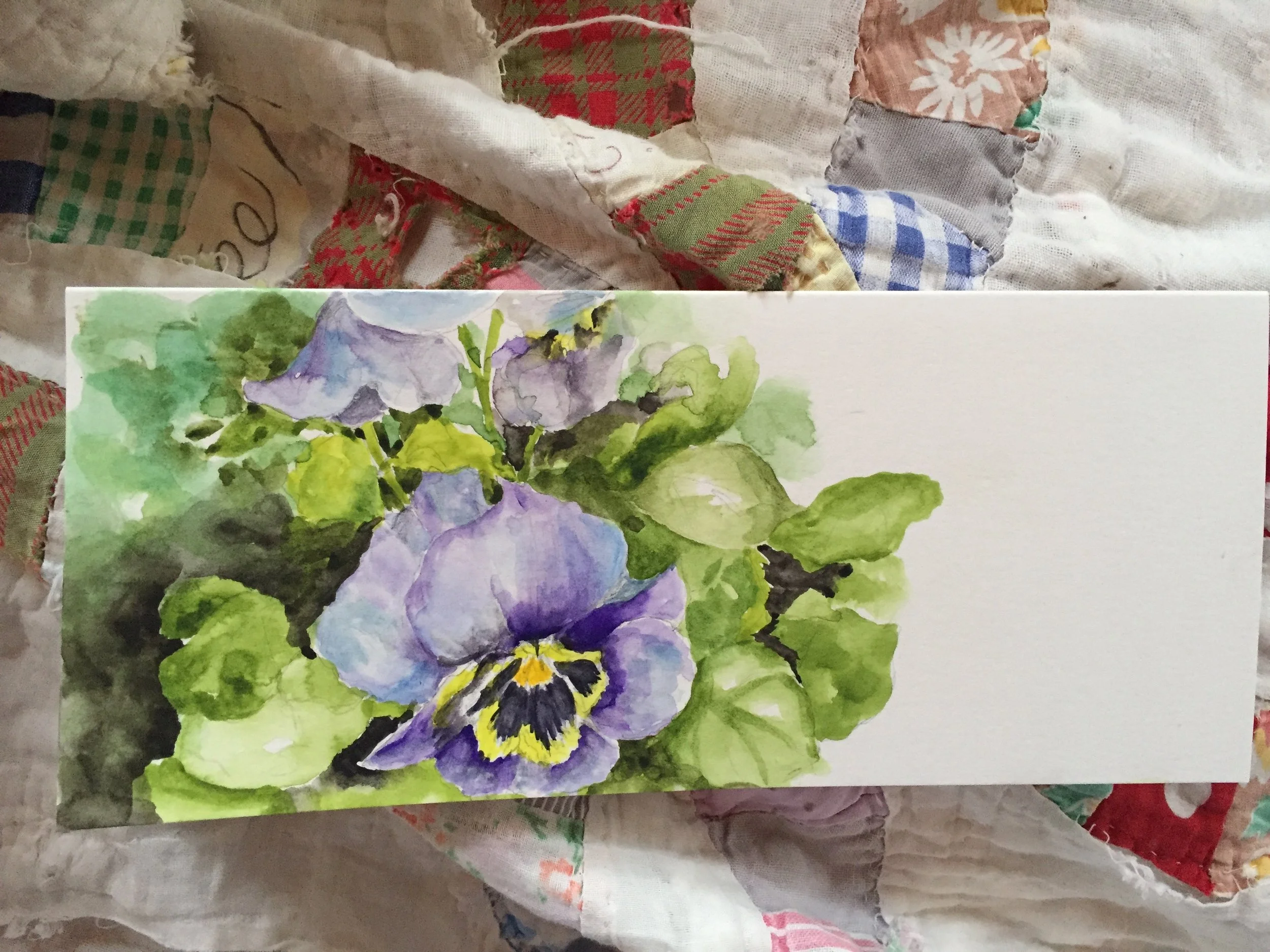 "Purple Pansies" Watercolor by Melody Weintraub