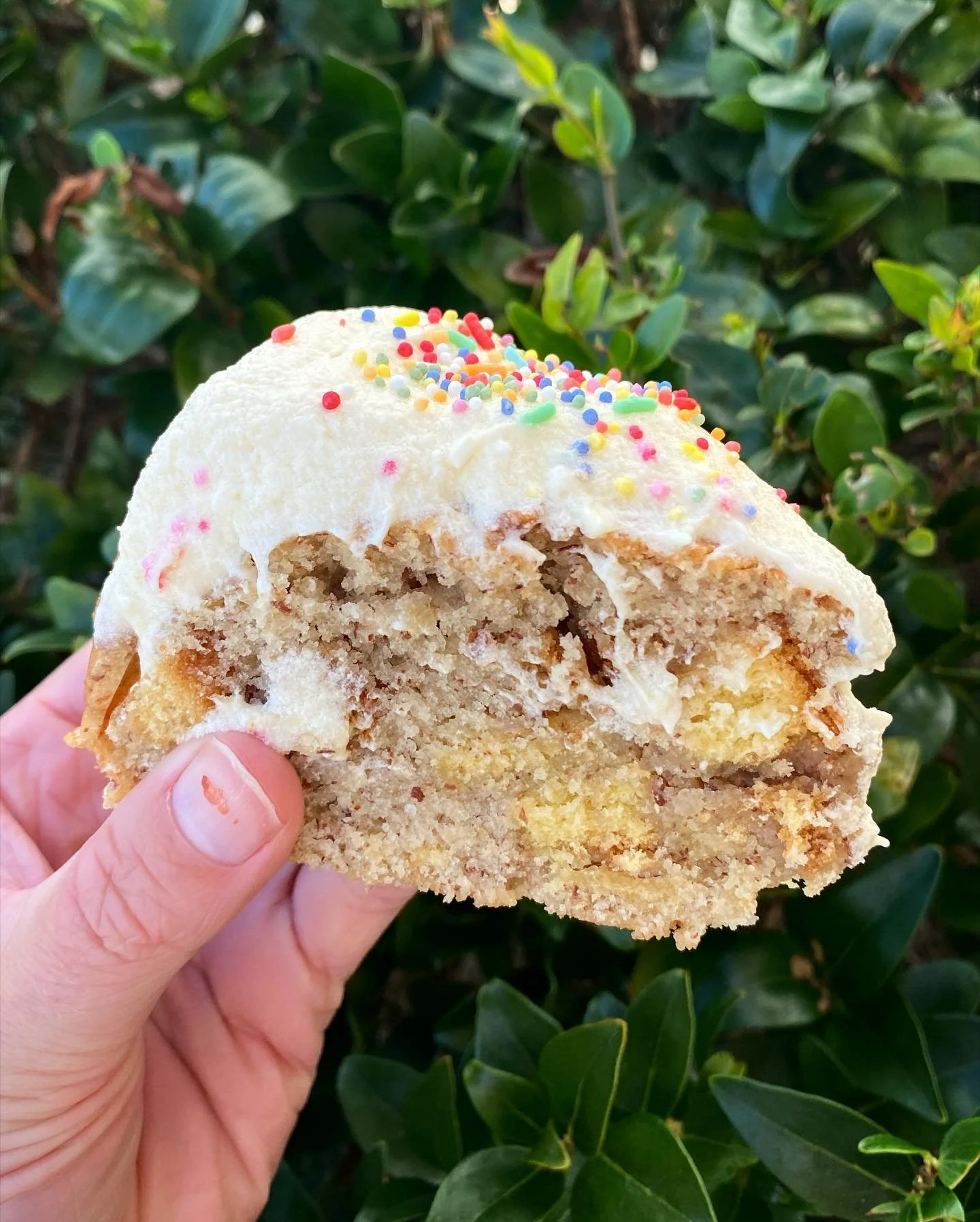 Fairy bread cake - yes please! 🧚🏼&zwj;♀️ 🍞 🌈 Vegan cream cheese buttercream frosting slathered atop a fluffy vanilla cake with chunks of chewy oat-milk soaked sourdough toast and of course, the customary shower of sprinkles ✨ 

I knew as soon as 